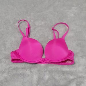 Victoria's Secret Pink Campus Push-Up Bra Hot Neon Pink 32A EUC
